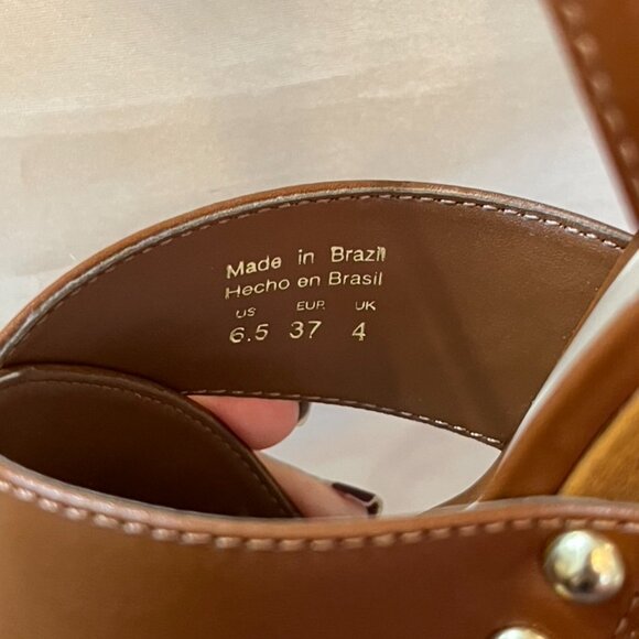 Aldo Brown Leather Wedge Sandals – Size 6.5 / 37 – Made in Brazil – NEW - Picture 7 of 10